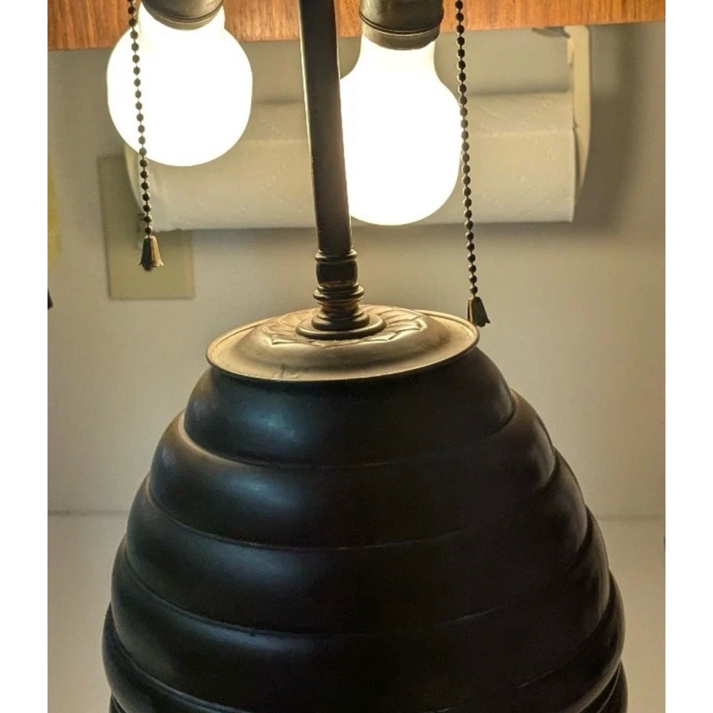 Classic Black Ribbed Table Lamp Shade by